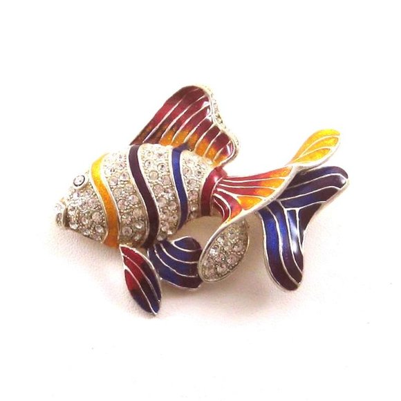 🐟 Tropical Fish Pin Rhinestones & colorful Enamel - Picture 2 of 3